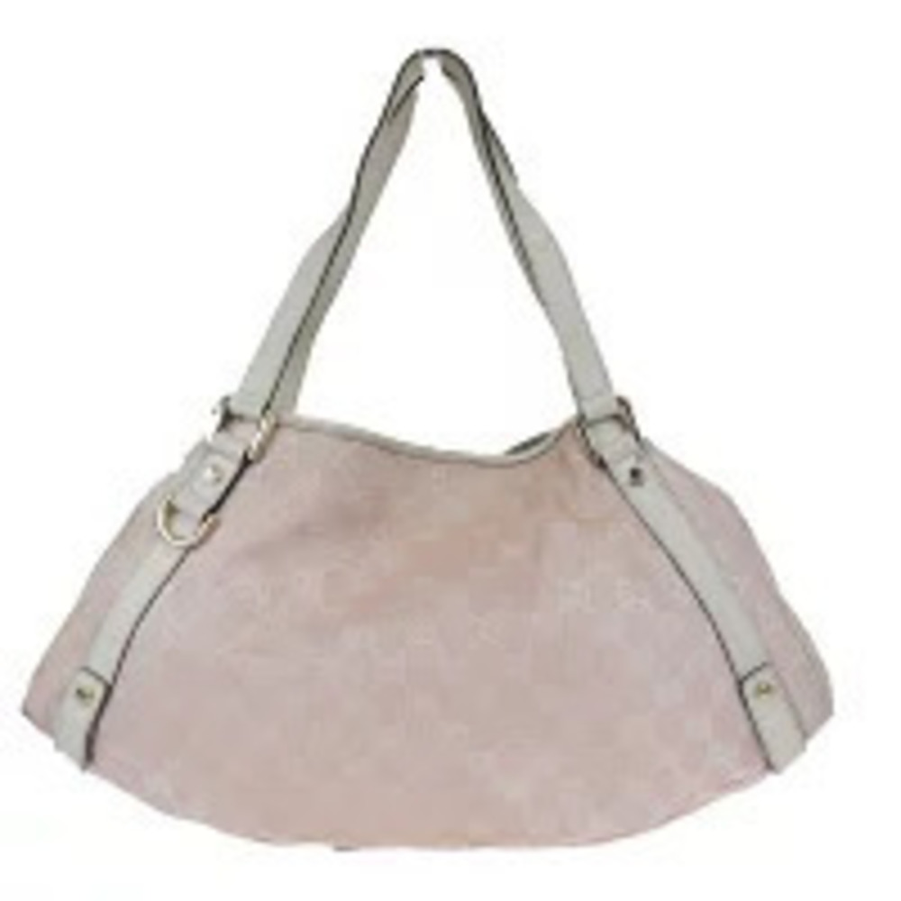 Gucci GG Canvas Shoulder Bag Pink Leather